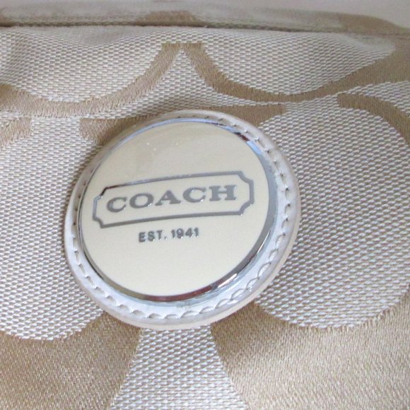 Coach Beige and Cream Colored Shoulder Hobo Purse # E1182-F17434 Pre-own… - Picture 3 of 15